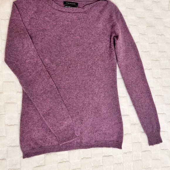 Tahari Purple Crew Neck Sweater with Elegant Texture  💯 CASHMERE - Picture 6 of 10